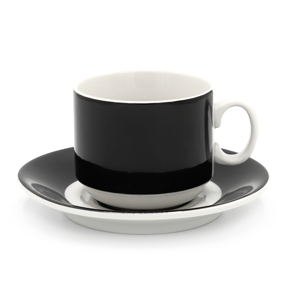 Чайная пара фарфоровая 220см³ экспресс Sunrise, черный, в коробке