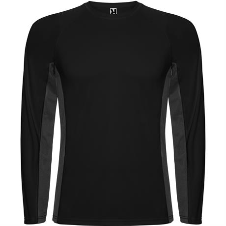 Спортивная футболка SHANGHAI L/S мужская, ЧЕРНЫЙ/ТЕМНЫЙ ГРАФИТ 2XL